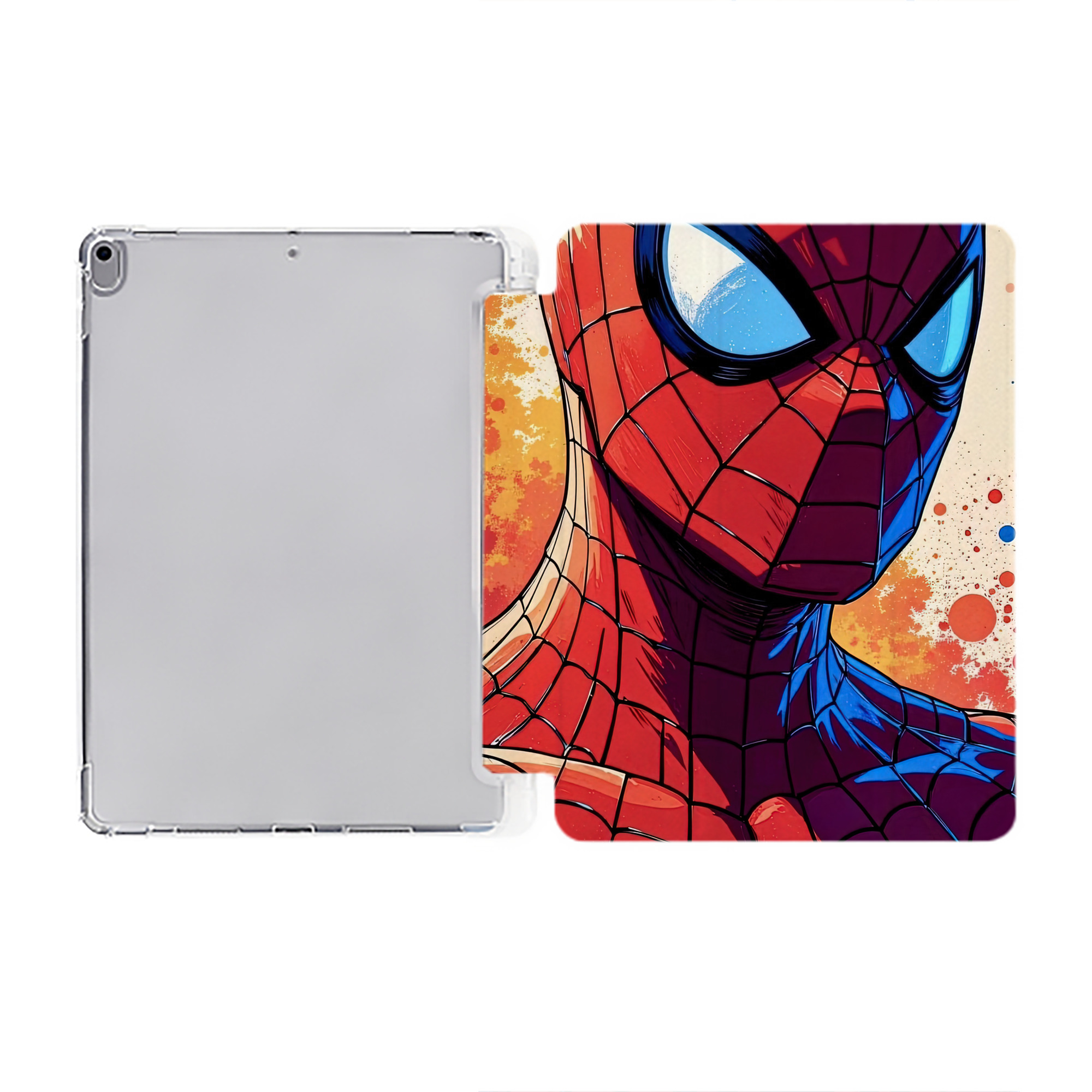 （画像用） Spider Man スパイダーマン IPad ケース ペン収納付き 三つ折りスタンド PUレザー×シリコン 対応機種9.5/10.5/10.9インチ